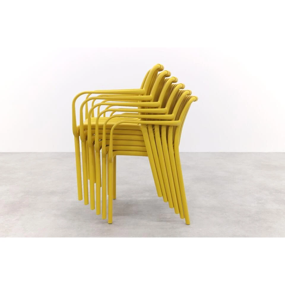 Stripe Stapelbare Tuinstoel - Mosterdgeel 6 Stripe Stapelbare Tuinstoel - Mosterdgeel - Afbeelding 6