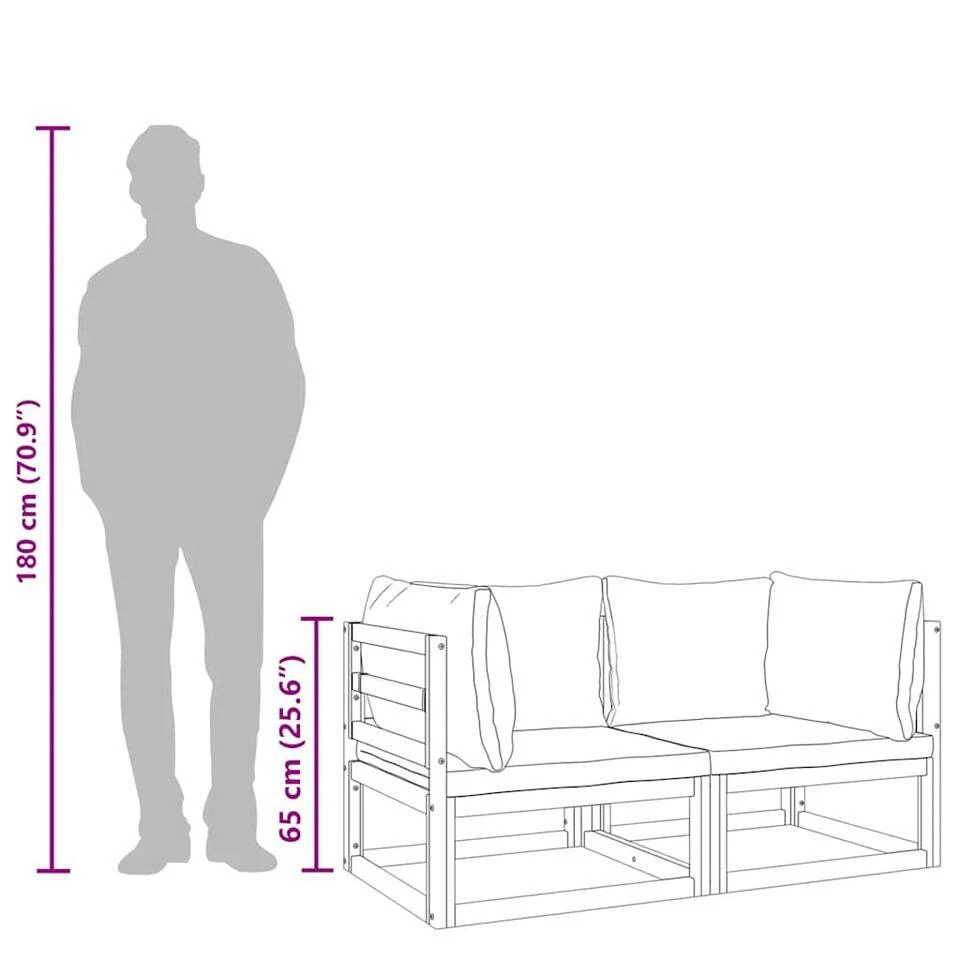 VidaXL - Hoekbanken Sectioneel - Taupe - Acaciahout - 2 Stuks 9 VidaXL - Hoekbanken Sectioneel - Taupe - Acaciahout - 2 Stuks - Afbeelding 9