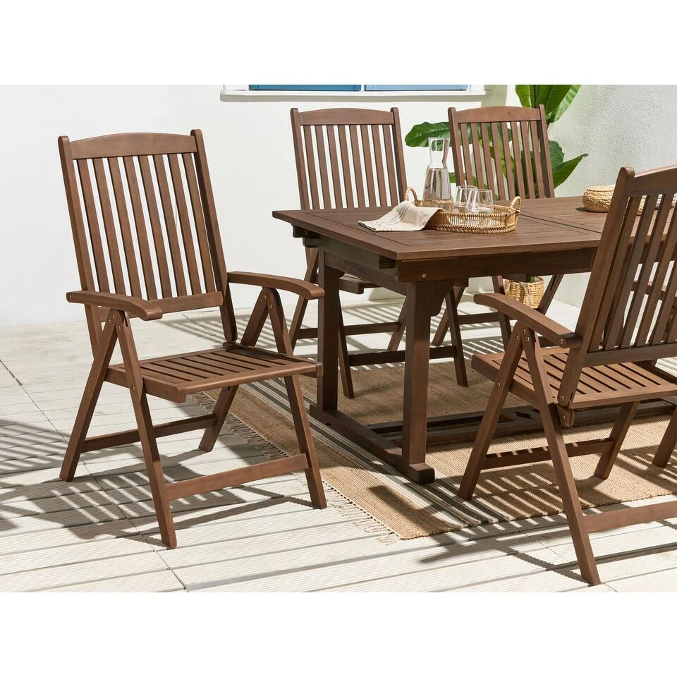 AMANTEA - Tuinstoel - Donkere Houtkleur - Acaciahout 2 AMANTEA - Tuinstoel - Donkere Houtkleur - Acaciahout - Afbeelding 2