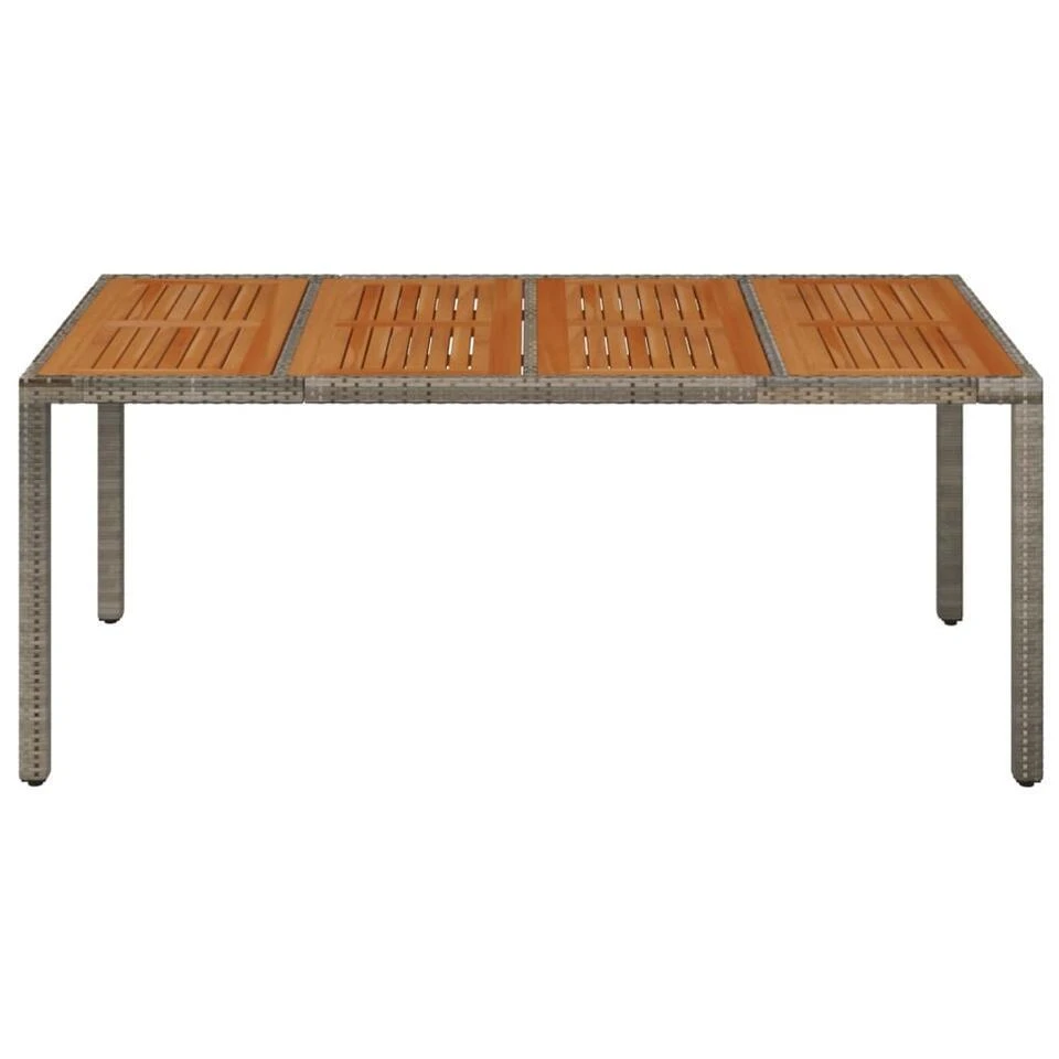 VidaXL - Tuintafel Met Houten Blad - Grijs - Poly Rattan - 190 X 90 X 75 Cm 3 VidaXL - Tuintafel Met Houten Blad - Grijs - Poly Rattan - 190 X 90 X 75 Cm - Afbeelding 3