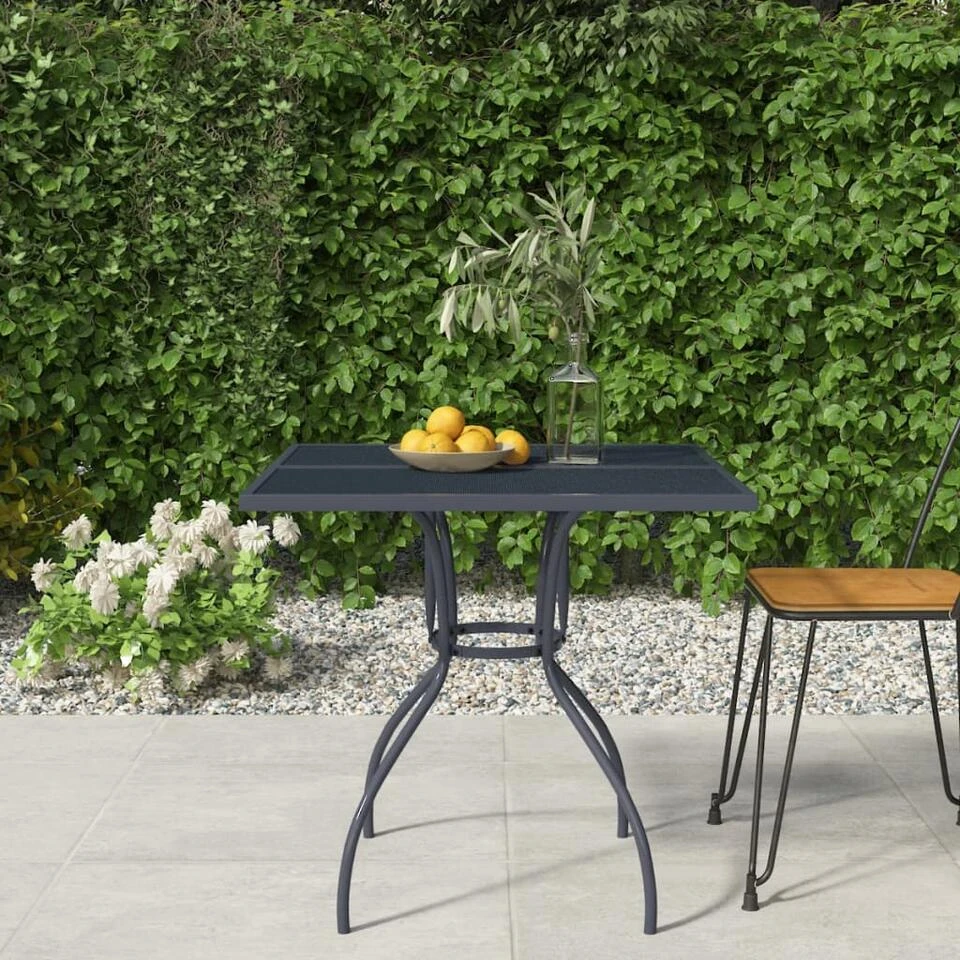 VidaXL - Tuintafel - Antracietkleurig - Staal Gaas - 80 X 80 X 72.5 Cm 2 VidaXL - Tuintafel - Antracietkleurig - Staal Gaas - 80 X 80 X 72.5 Cm - Afbeelding 2