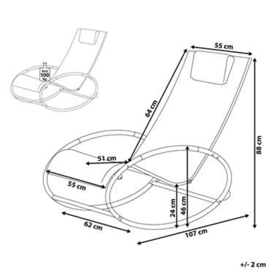 Beliani Tuinligstoel CAMPO - Blauw Staal, Textiel 3 Beliani Tuinligstoel CAMPO - Blauw Staal, Textiel - Afbeelding 3