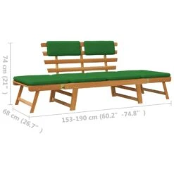 VidaXL - Tuinbank 2-in-1 - Groen - Acaciahout - 190 Cm - Met Kussens -Leenbakker Winkel 0eb9fa263f6a47c98144ce2fcf237f52