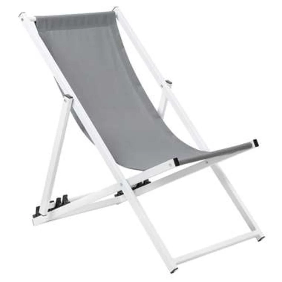 Beliani Tuinligstoel LOCRI - Grijs Polyester, Aluminium 1 Beliani Tuinligstoel LOCRI - Grijs Polyester, Aluminium