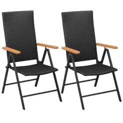 VidaXL Tuinstoelen Stapelbaar 2 St Poly Rattan Zwart