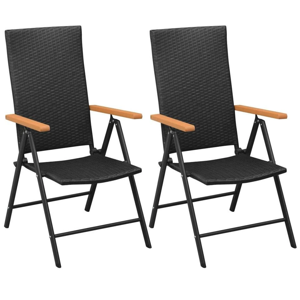 VidaXL Tuinstoelen Stapelbaar 2 St Poly Rattan Zwart 1 VidaXL Tuinstoelen Stapelbaar 2 St Poly Rattan Zwart