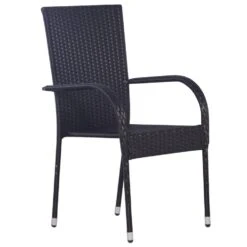 VidaXL Tuinstoelen Stapelbaar 2 St Poly Rattan Zwart -Leenbakker Winkel 1000006317 0103