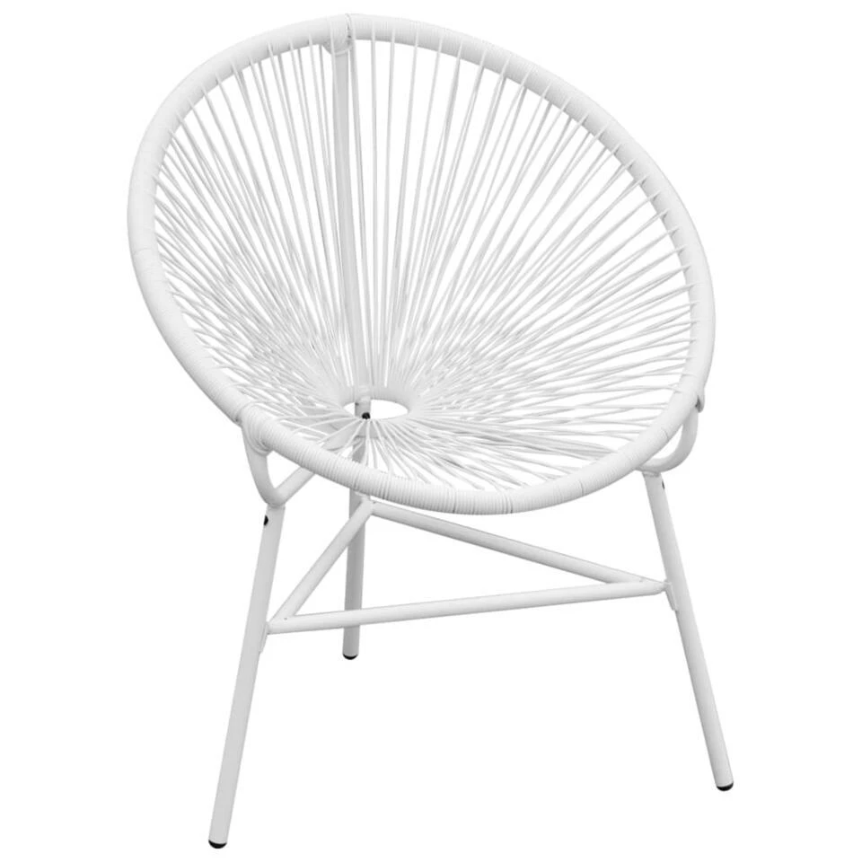 VidaXL Tuinmaanstoel Poly Rattan Wit 1 VidaXL Tuinmaanstoel Poly Rattan Wit