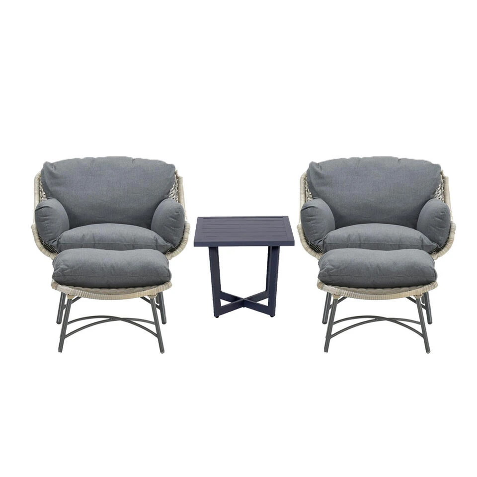 Garden Impressions Selene Loungestoelen Met Bijzettafel - Donker Grijs 2 Garden Impressions Selene Loungestoelen Met Bijzettafel - Donker Grijs - Afbeelding 2