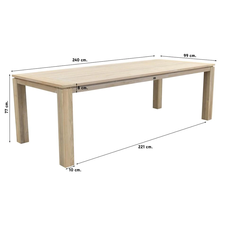 Allure VDG Rome Teak Tuintafel 240 X 100 Cm. - Grey 2 Allure VDG Rome Teak Tuintafel 240 X 100 Cm. - Grey - Afbeelding 2