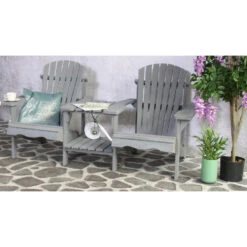 SenS-Line Adirondack Dubbele Tuinstoel - Hout - Grijs -Leenbakker Winkel 1000038286 0103