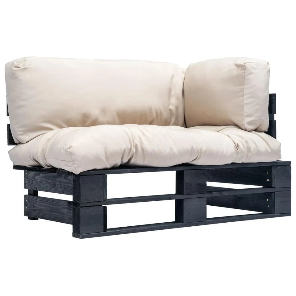 VidaXL Tuinbank Met Zandkleurige Kussens Pallet Grenenhout 1 VidaXL Tuinbank Met Zandkleurige Kussens Pallet Grenenhout