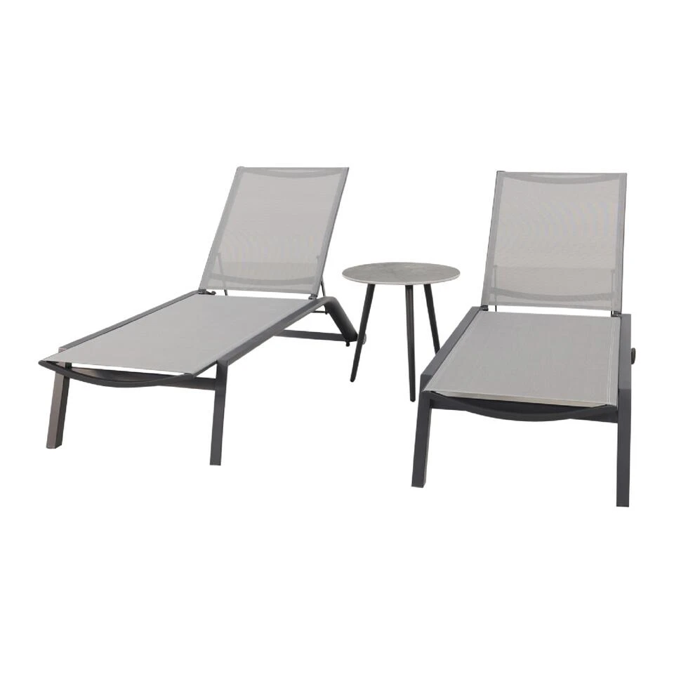 VDG Cairns Ligbedden + Bijzettafel Brasilia - Antraciet 1 VDG Cairns Ligbedden + Bijzettafel Brasilia - Antraciet