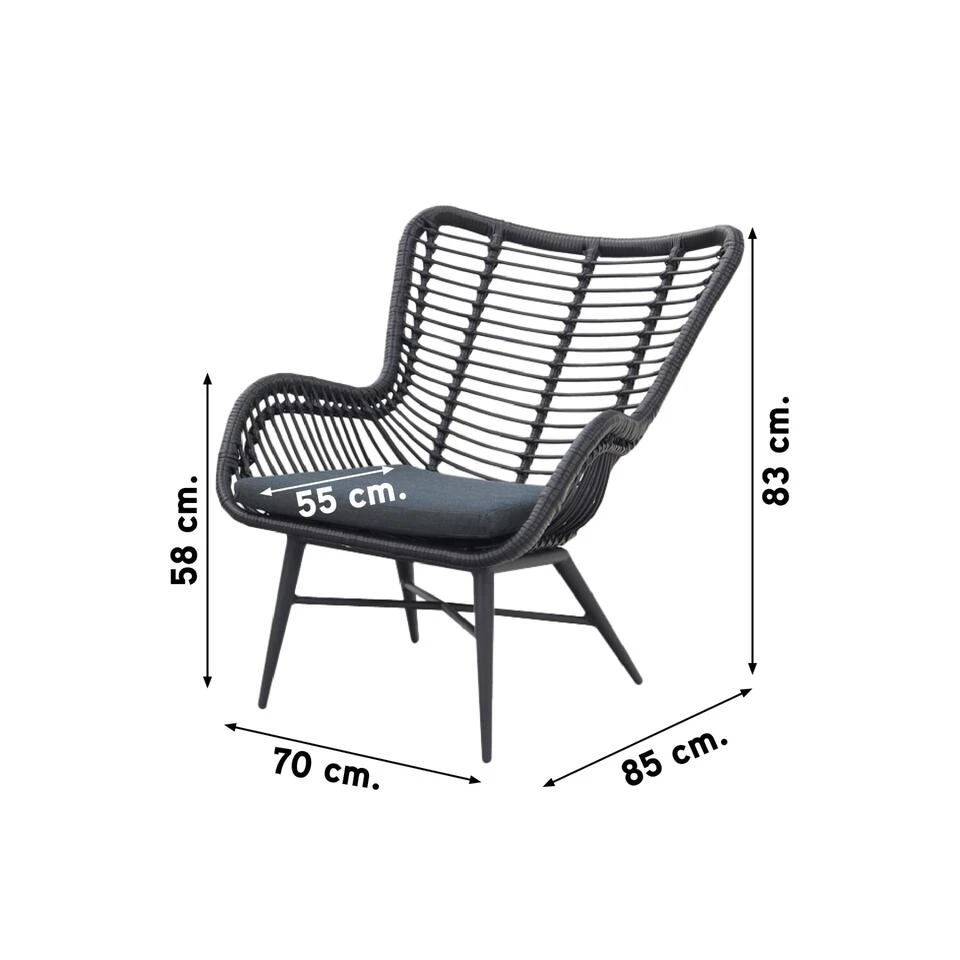 Jasmine Loungestoel - Black 2 Jasmine Loungestoel - Black - Afbeelding 2