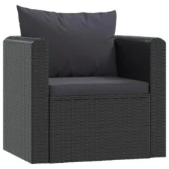 VidaXL Fauteuil Met Kussens Poly Rattan Zwart