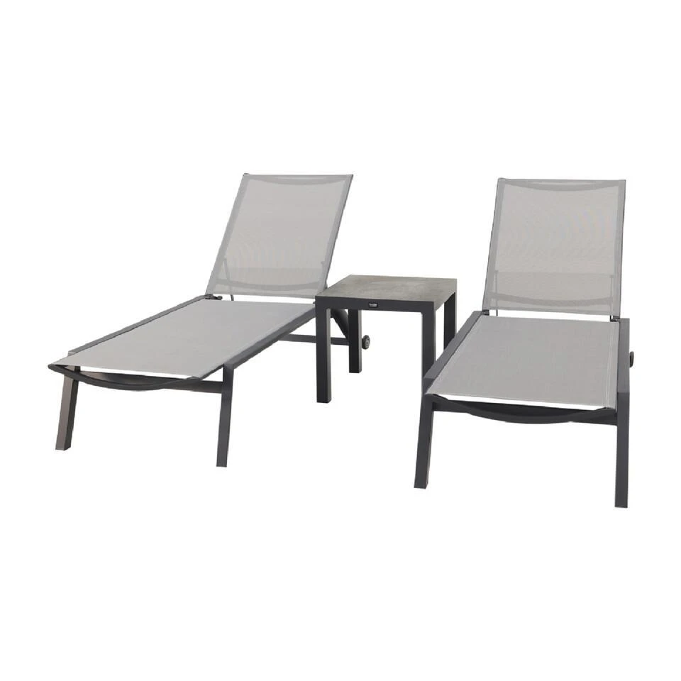 VDG Cairns Ligbedden + Bijzettafel Atlanta - Antraciet 1 VDG Cairns Ligbedden + Bijzettafel Atlanta - Antraciet