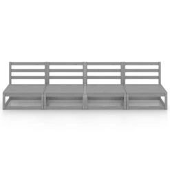 VidaXL Tuinbank 4-zits Massief Grenenhout Grijs -Leenbakker Winkel 1000060785 0102