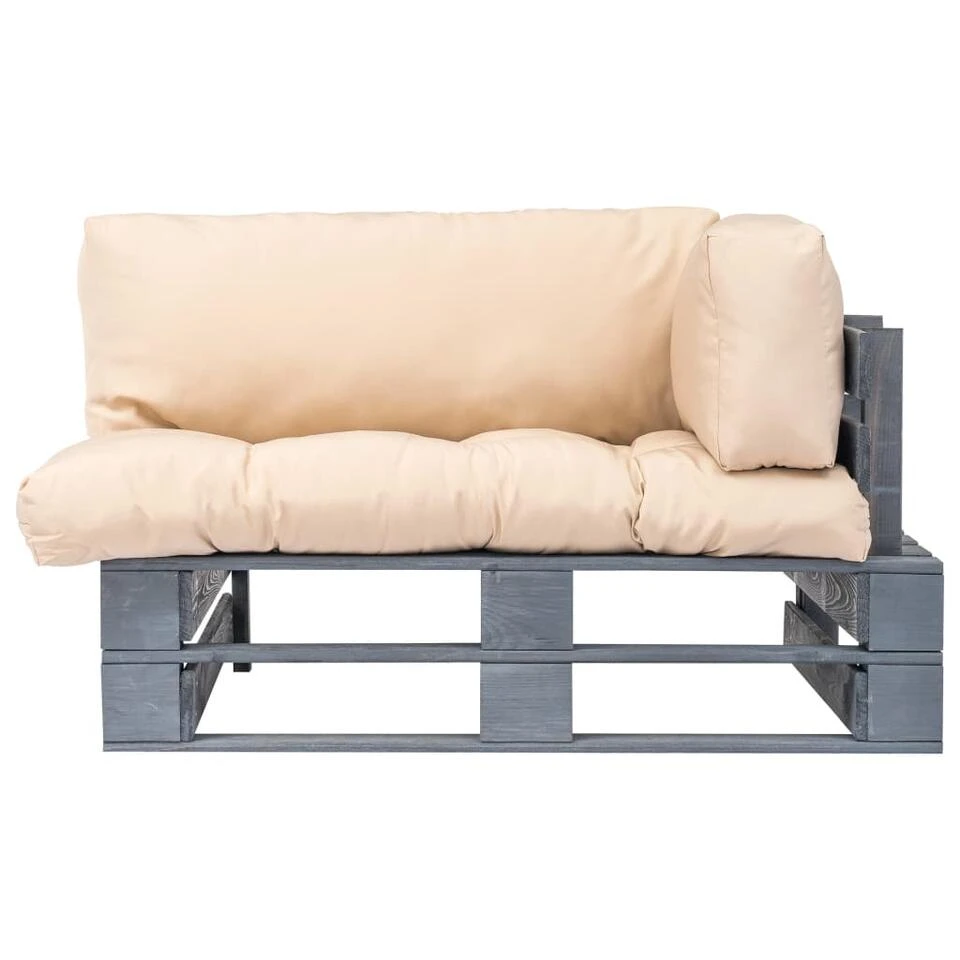 VidaXL Tuinbank Met Zandkleurige Kussens Pallet Grenenhout 2 VidaXL Tuinbank Met Zandkleurige Kussens Pallet Grenenhout - Afbeelding 2