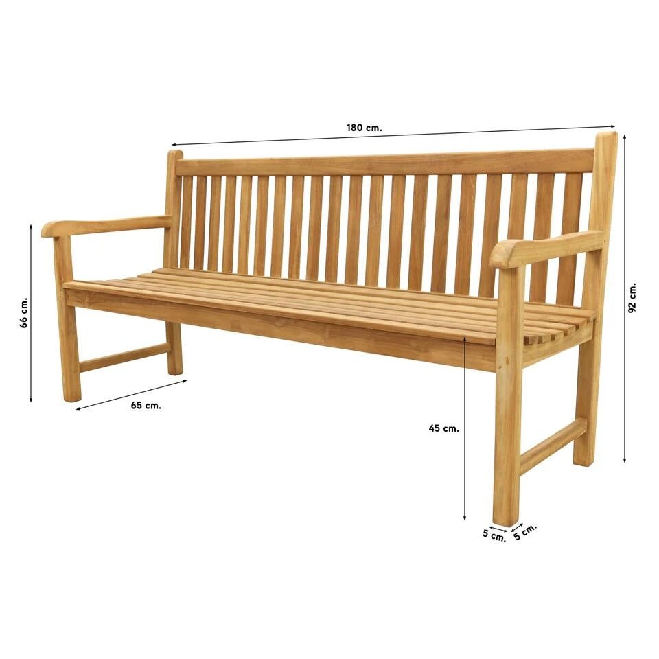 VDG Teak Houten Tuinbank Bison - 180 Cm 2 VDG Teak Houten Tuinbank Bison - 180 Cm - Afbeelding 2