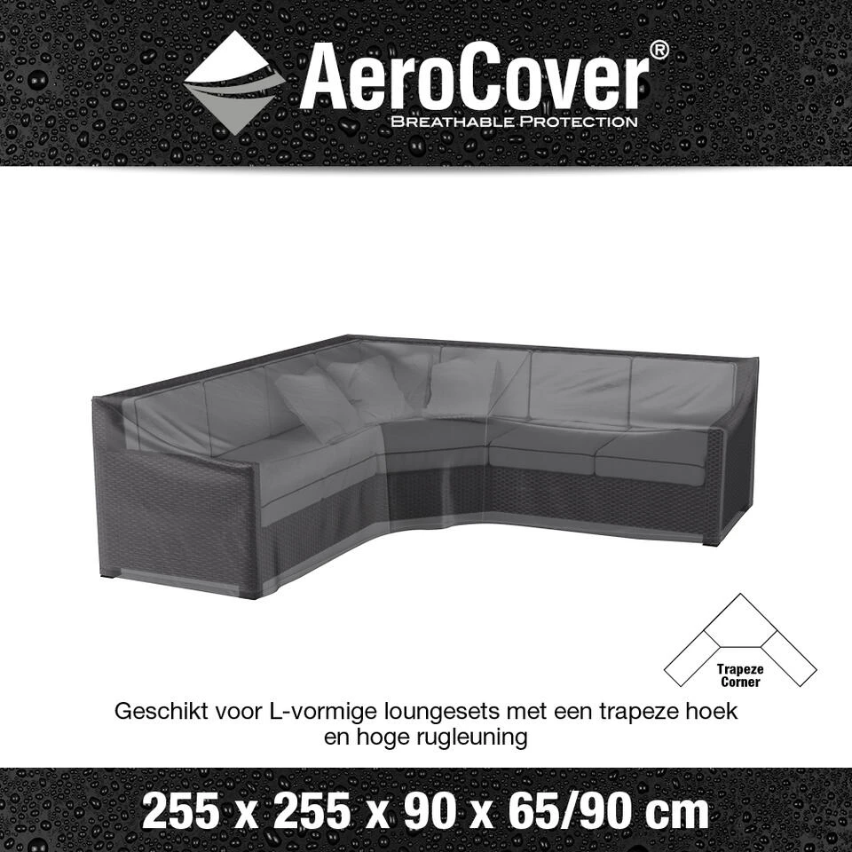 Aerocover Loungesethoes 255x255x90x65 Cm - L-vorm Trapeze 2 Aerocover Loungesethoes 255x255x90x65 Cm - L-vorm Trapeze - Afbeelding 2