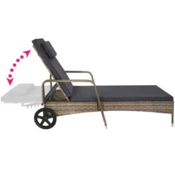 Tectake - Wicker Ligbed Cassis Zonnebed Ligstoel – Natuur -Leenbakker Winkel 1000077818 0102