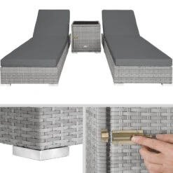 Tectake - 2 Wicker Ligbedden Incl. Tafel - Beschermhoes -lichtgrijs - 403770 7 Tectake - 2 Wicker Ligbedden Incl. Tafel - Beschermhoes -lichtgrijs - 403770 -Leenbakker Winkel 1000077823 0103