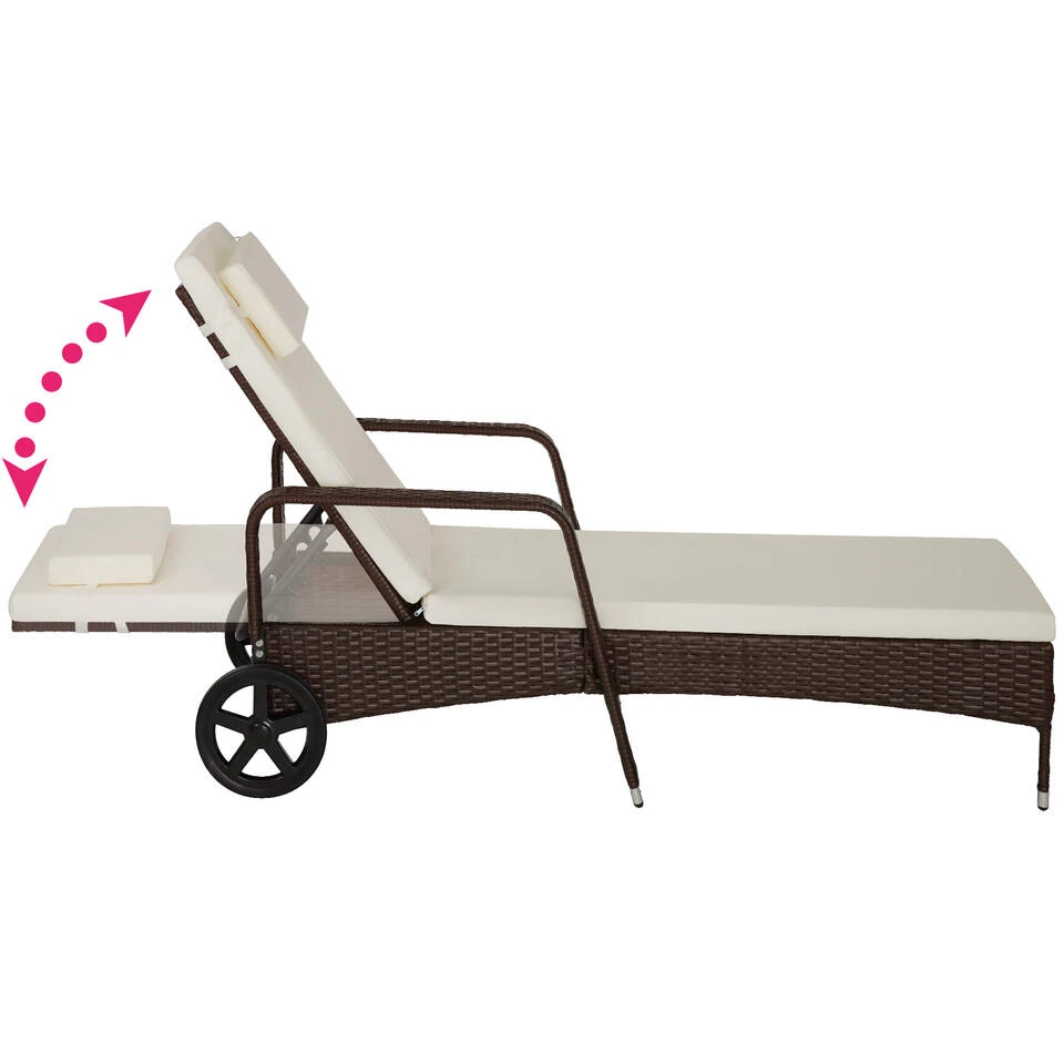 Tectake - Wicker Ligbed Cassis Zonnebed Ligstoel – Bruin/donkerbruin 3 Tectake - Wicker Ligbed Cassis Zonnebed Ligstoel – Bruin/donkerbruin - Afbeelding 3