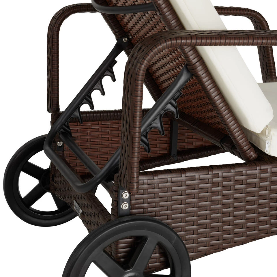 Tectake - Wicker Ligbed Cassis Zonnebed Ligstoel – Bruin/donkerbruin 4 Tectake - Wicker Ligbed Cassis Zonnebed Ligstoel – Bruin/donkerbruin - Afbeelding 4