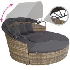 Tectake - Zonne-eiland Santorini - Ligbed - Wicker - Natuurkleur -Leenbakker Winkel 1000077853 0103