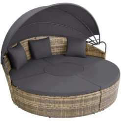 Tectake - Zonne-eiland Santorini - Ligbed - Wicker - Natuurkleur