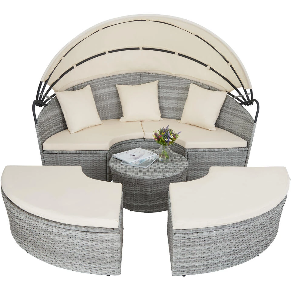 Tectake - Zonne-eiland Santorini - Wicker - Lichtgrijs 3 Tectake - Zonne-eiland Santorini - Wicker - Lichtgrijs - Afbeelding 3