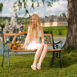 Tectake - Tuinbank Tuin Bank Tuinbankje Zitbank Gietijzer 124 Cm -Leenbakker Winkel 1000078020 0102