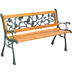 Tectake - Tuinbank - Hout/gietijzer - 124x52x74 Cm