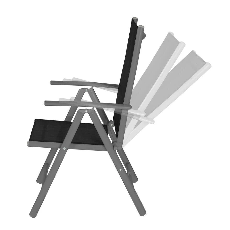 Tectake - Aluminium Tuinstoel / Tuin Stoel Antraciet - Zwart 3 Tectake - Aluminium Tuinstoel / Tuin Stoel Antraciet - Zwart - Afbeelding 3