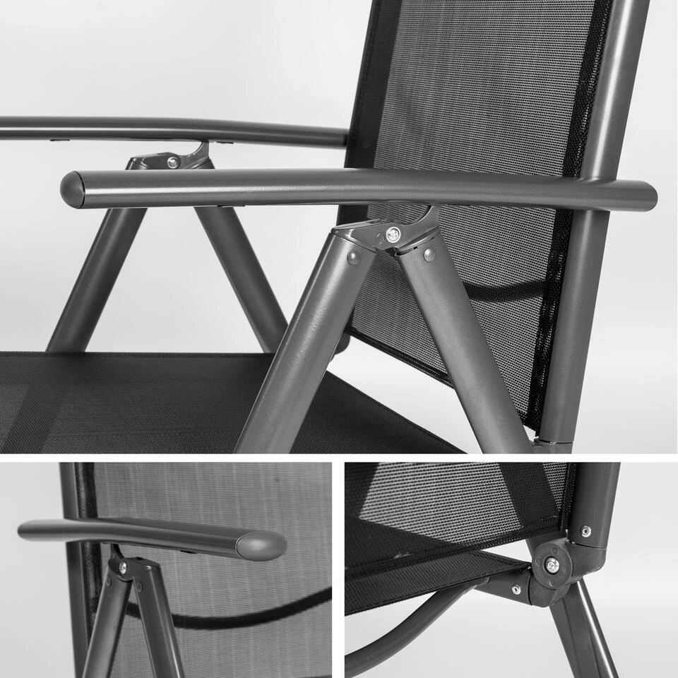 Tectake - Aluminium Tuinstoel / Tuin Stoel Antraciet - Zwart 4 Tectake - Aluminium Tuinstoel / Tuin Stoel Antraciet - Zwart - Afbeelding 4