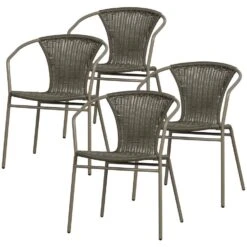 WOOOD Weston Stoelen Buiten - Rattan/Metaal - Jungle - Set Van 4