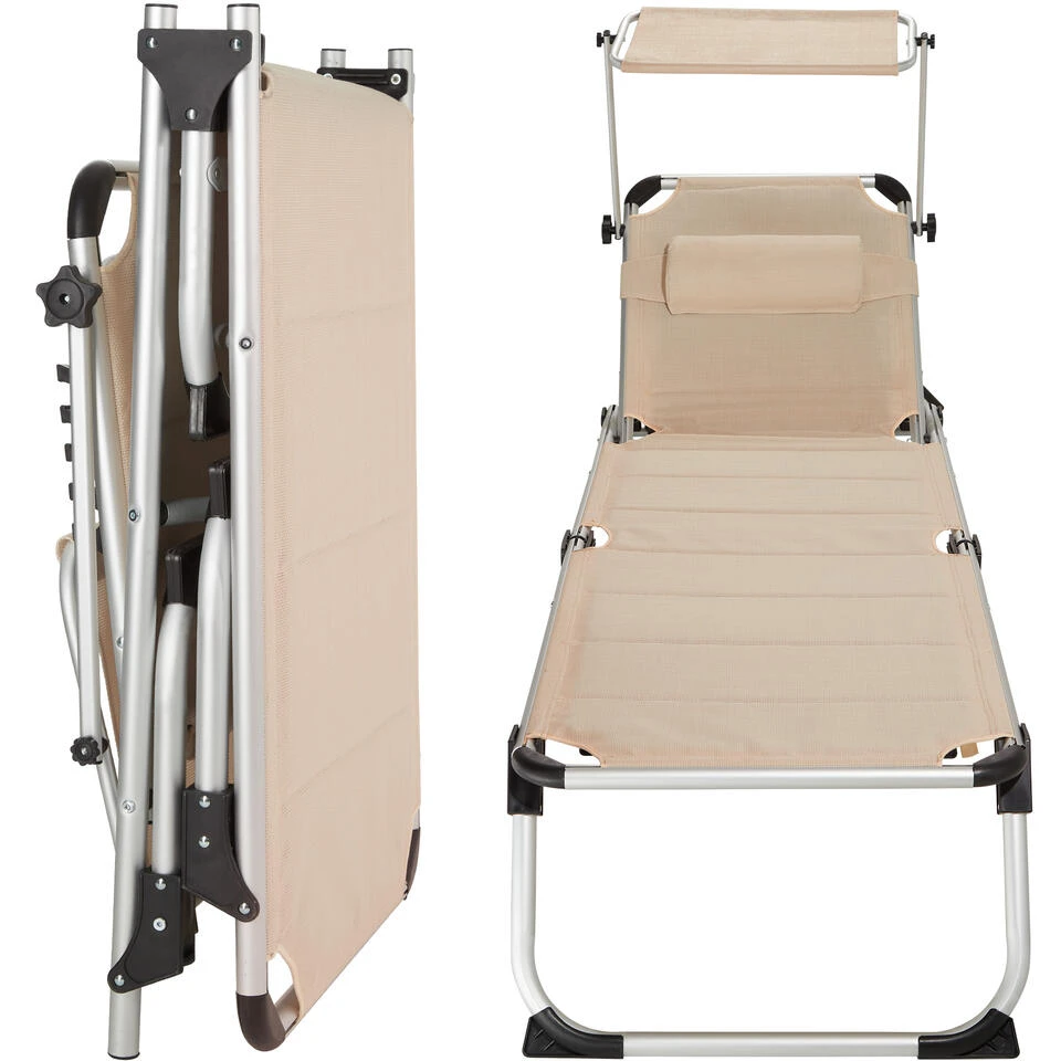 Tectake -ligbed Lorella - Aluminium- Incl. Verwisselbaar Hoofdkussen-beige 3 Tectake -ligbed Lorella - Aluminium- Incl. Verwisselbaar Hoofdkussen-beige - Afbeelding 3