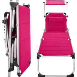 Tectake - Ligbed Lorella Aluminium- Incl. Verwisselbaar Hoofdkussen-pink -Leenbakker Winkel 1000082527 0102