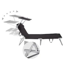Tectake - Zonnestoel Chloe - Set Van 2 Ligbedden - Zwart -Leenbakker Winkel 1000082530 0103