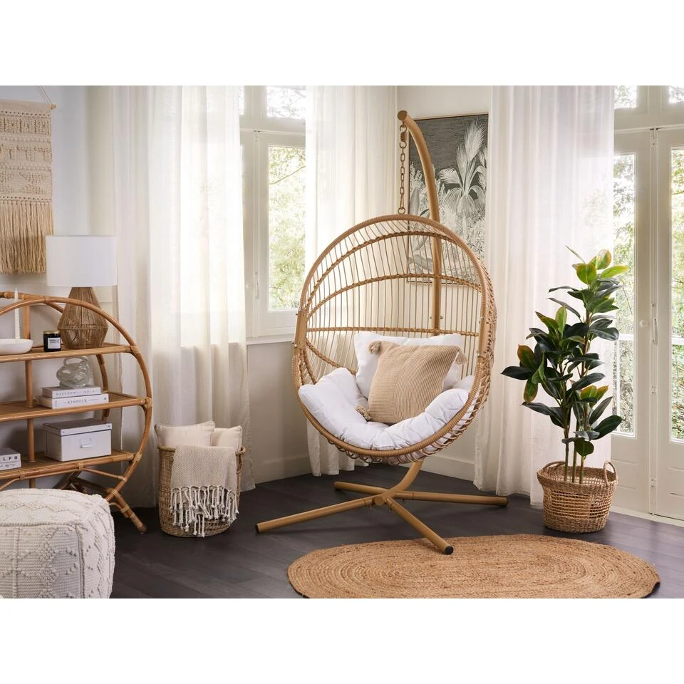 Beliani Hangstoel ACRI - Beige Pe Rotan 4 Beliani Hangstoel ACRI - Beige Pe Rotan - Afbeelding 4