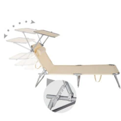 Tectake - Zonnestoel Chloe - Ligbed - Beige -Leenbakker Winkel 1000083087 0103
