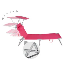 Tectake - Zonnestoel Chloe - Ligbed - Pink -Leenbakker Winkel 1000083088 0103