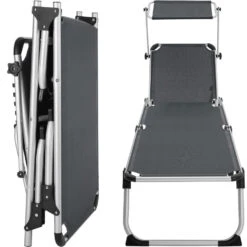 Tectake - Ligbed Zonnestoel Aurelie - Grijs 7 Tectake - Ligbed Zonnestoel Aurelie - Grijs -Leenbakker Winkel 1000083097 0103