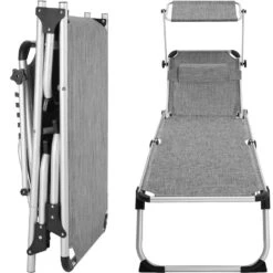 Tectake - Ligbed Zonnestoel Aurelie - Grijs Gemeleerd 7 Tectake - Ligbed Zonnestoel Aurelie - Grijs Gemeleerd -Leenbakker Winkel 1000083100 0103