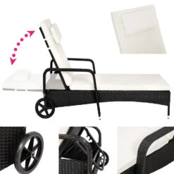 Tectake - Ligstoel - Wicker - Zwart -Leenbakker Winkel 1000086059 0102