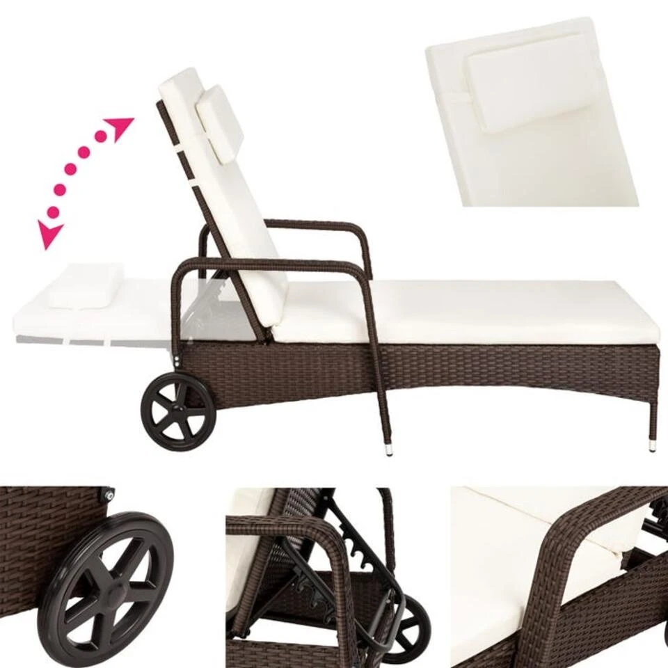 Tectake - Ligstoel - Rotan - Bruin 3 Tectake - Ligstoel - Rotan - Bruin - Afbeelding 3