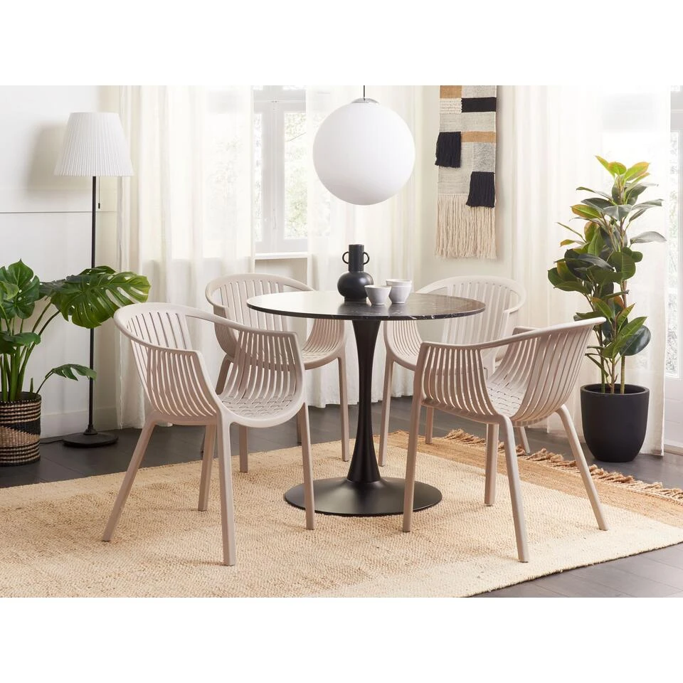 Beliani Eetkamerstoel NAPOLI - Beige Synthetisch Materiaal 3 Beliani Eetkamerstoel NAPOLI - Beige Synthetisch Materiaal - Afbeelding 3