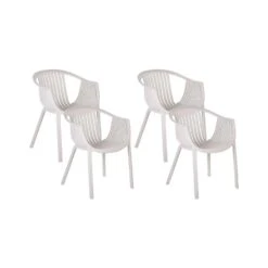 Beliani Eetkamerstoel NAPOLI - Beige Synthetisch Materiaal