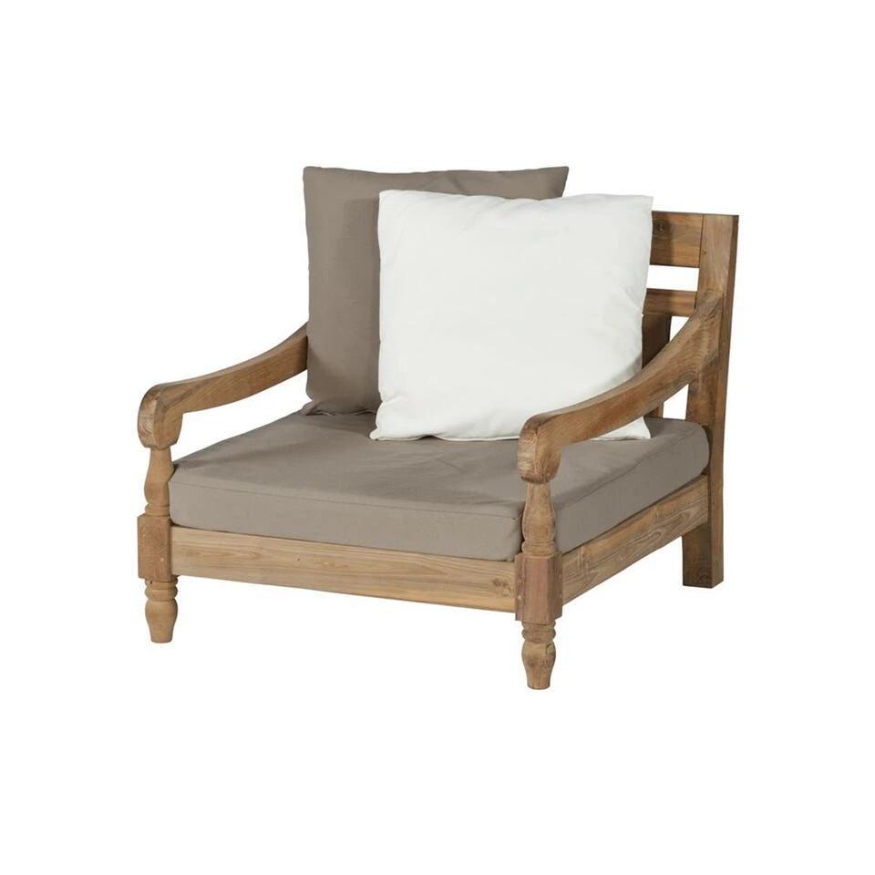 Exotan Loungestoel Tuin Kawang - Teak - Taupe - 98x103x80 1 Exotan Loungestoel Tuin Kawang - Teak - Taupe - 98x103x80