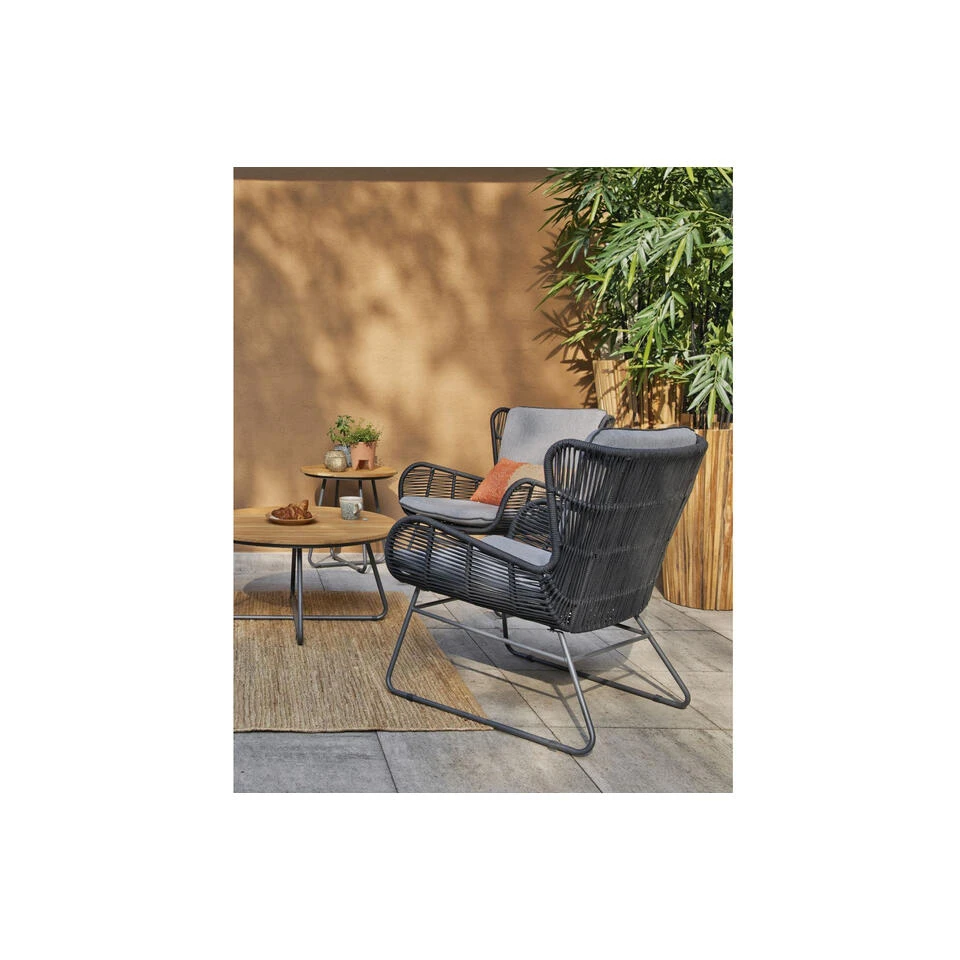 Exotan Loungestoel Outdoor Grace - Touw - Antraciet - Set Van 2 2 Exotan Loungestoel Outdoor Grace - Touw - Antraciet - Set Van 2 - Afbeelding 2